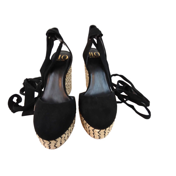Unbranded Shoes Jlo Jennifer Lopez Black Gold Cork 5 Heels Sz 9